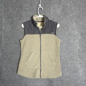 Ascend Fleece Vest Mens Small Tan Gray Full Zip Outdoor Hiking Gorpcore Layering